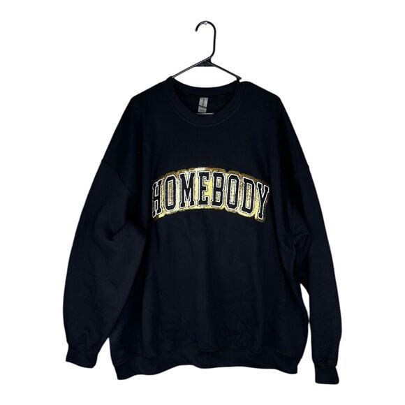 Blinged Out Homebody Women’s Sweatshirt Black Gold Bold Gildan Xtra Comfy Sz 3XL - Picture 1 of 9